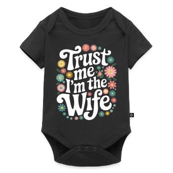 Femme Épouse Partenaire Famille Marié - Body à manches courtes Premium Bébé - noir - Devant