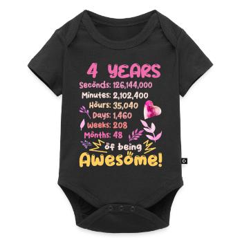 4 ans ! Cadeau d’anniversaire pour 4 ans - Body à manches courtes Premium Bébé - noir - Devant