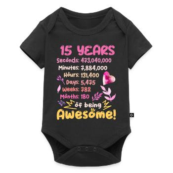 15 ans ! Cadeau d’anniversaire 15e anniversaire - Body à manches courtes Premium Bébé - noir - Devant