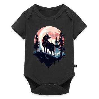 Wolf Moon Night Wolf Head Forest Nature Mountains Wilderness - Baby Premium short-sleeve bodysuit - black - Front
