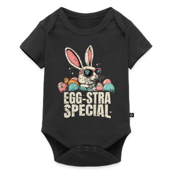 Oeuf Stra Spécial Lapin de Pâques Pâques Vintage - Body à manches courtes Premium Bébé - noir - Devant