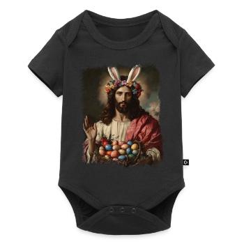 Jésus-Christ à Pâques avec des œufs de Pâques - Body à manches courtes Premium Bébé - noir - Devant