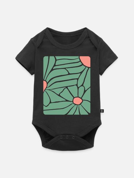 Abstract Floral Boho - Baby Premium Kurzarmbody - Schwarz