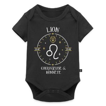 Du signe du Lion - Courageuse et honnête - Body à manches courtes Premium Bébé - noir - Devant