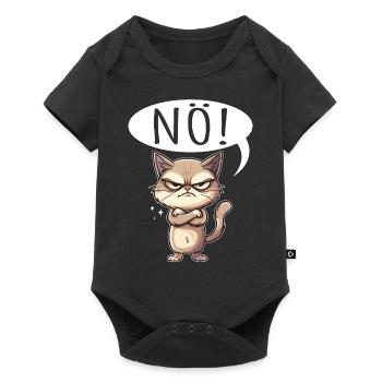 Coole Katze NÖ lustiger Spruch grummelig - Baby Premium Kurzarmbody - Schwarz - Vorne