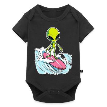 Alien is surfing the Ocean Waves 1 - Baby Premium Kurzarmbody - Schwarz - Vorne