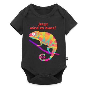 Jetzt wird es bunt - Chamaleon - Baby Premium Kurzarmbody - Schwarz - Vorne