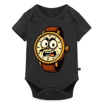 Une montre-bracelet de bande dessinée qui a l’air aigre - Body à manches courtes Premium Bébé - noir - Devant