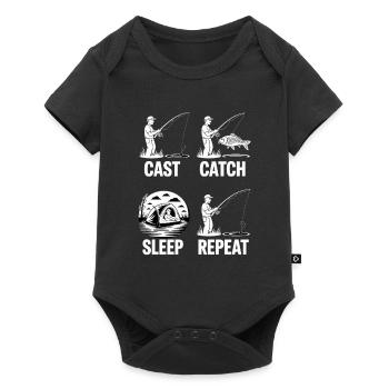 Cast Catch Sleep Repeat – Carp Fishing Lifestyle - Baby Premium short-sleeve bodysuit - black - Front