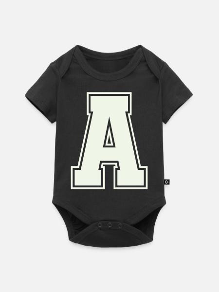 A Buchstabe - Baby Premium Kurzarmbody - Schwarz