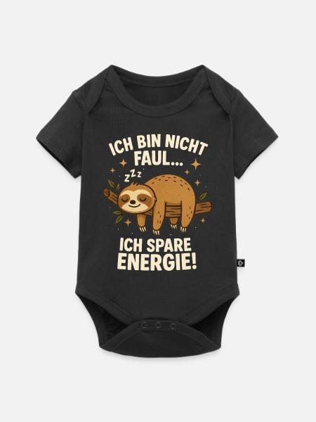 Faultier Ich Schlafe nicht Ich Spare Energie - Baby Premium Kurzarmbody - Schwarz