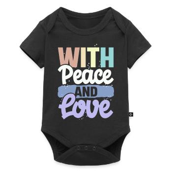 Avec la paix et l’amour - Body à manches courtes Premium Bébé - noir - Devant