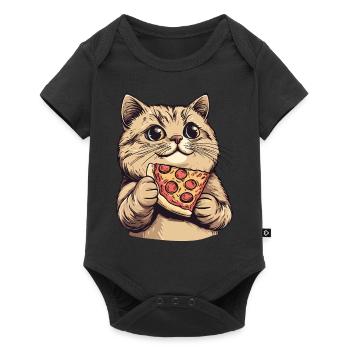 Chat J’Aime Les Chats Et La Pizza Drôle Drôle Humour - Body à manches courtes Premium Bébé - noir - Devant