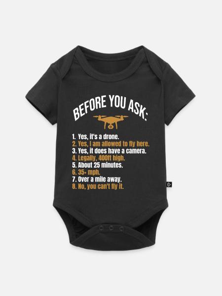 Before you ask Drone - Baby Premium Kurzarmbody - Schwarz