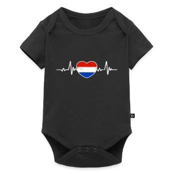 Pays-Bas Coeur Drapeau Néerlandais Vintage - Body à manches courtes Premium Bébé - noir - Devant