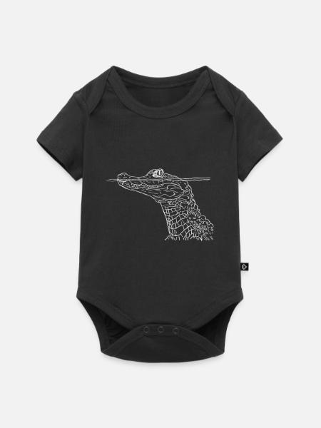 Krokodil Weiß - Baby Premium Kurzarmbody - Schwarz