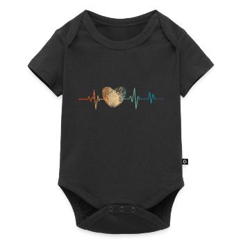 Battement de coeur rétro empreinte digitale cœur - Body à manches courtes Premium Bébé - noir - Devant
