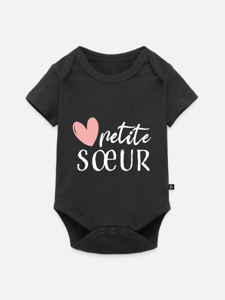 Kleine Schwester Schwestern Mädchen Französisch - Baby Premium Kurzarmbody - Schwarz