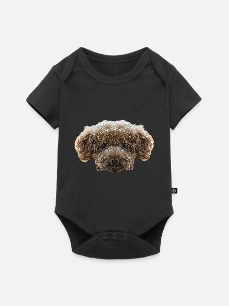 Toy Poedel Gezicht - Baby Premium kortärmad bodysuit - svart