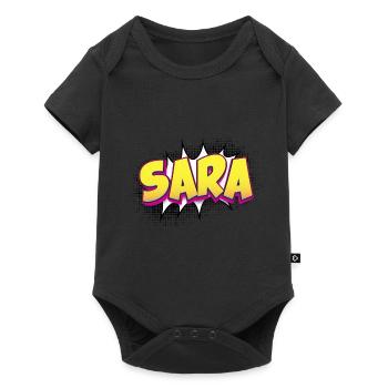 Sara Custom Name Comic Book Style Pop Art, Sara - Baby Premium short-sleeve bodysuit - black - Front