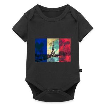Paris Skyline Tour Eiffel France Drapeau Drapeau - Body à manches courtes Premium Bébé - noir - Devant