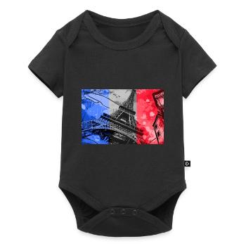Paris Skyline Tour Eiffel France Drapeau Drapeau - Body à manches courtes Premium Bébé - noir - Devant