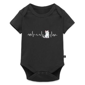Cat heartbeat - Baby Premium short-sleeve bodysuit - black - Front