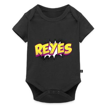 Reyes benutzerdefinierter Name Comic-Buch-Stil Pop-Art, Reyes - Baby Premium Kurzarmbody - Schwarz - Vorne