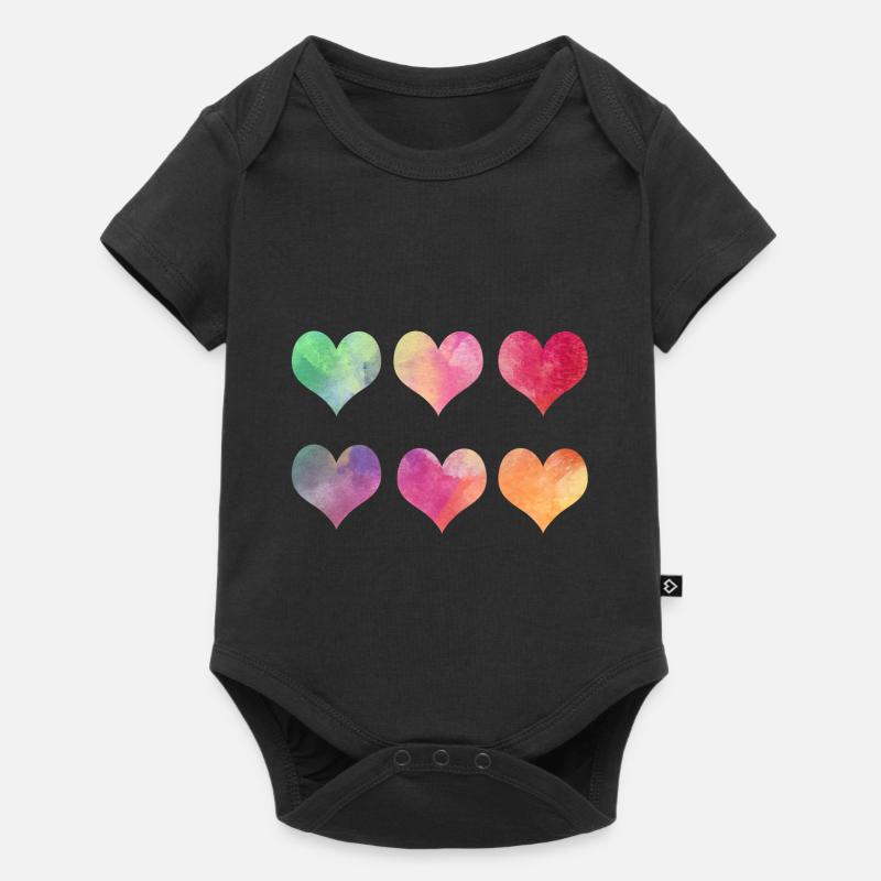Bunte Herzen - Regenbogen Herzen Valentinstag - Body à manches courtes Premium Bébé - noir