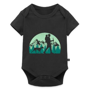 Hiker with dog - mountaineering hiking mountains - Baby Premium short-sleeve bodysuit - black - Front