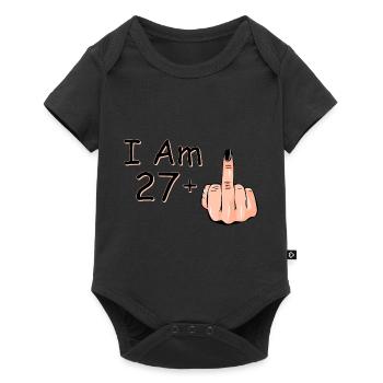 Ich bin 27 + 1 Mittelfinger-Shirt Ich bin 27 plus, - Baby Premium Kurzarmbody - Schwarz - Vorne