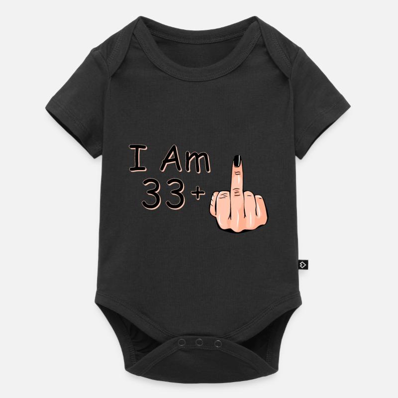 Ich bin 33 + 1 Mittelfinger Hemd Ich bin 33 plus, - Baby Premium Kurzarmbody - Schwarz