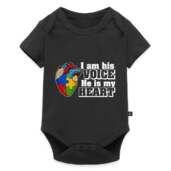 I'm His Voice He's My Heart Autism - Baby Premium short-sleeve bodysuit - black - Front