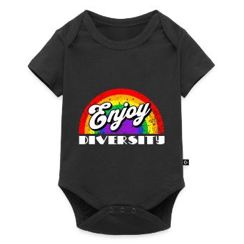 Pride Gay CSD Love LGBTQ Farben des Regenbogens - Baby Premium Kurzarmbody - Schwarz - Vorne