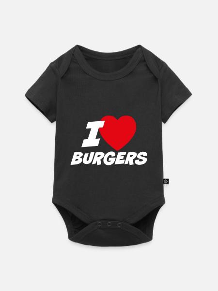 Ich liebe Burger - Baby Premium Kurzarmbody - Schwarz