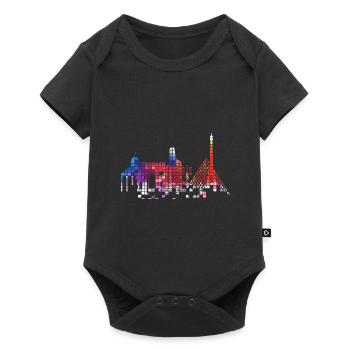 Paris France City Skyline Pixel Coloré - Body à manches courtes Premium Bébé - noir - Devant