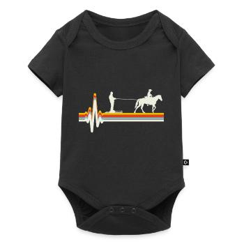 Horse Skijoring Skiing Winter Sport Heartbeat - Baby Premium short-sleeve bodysuit - black - Front