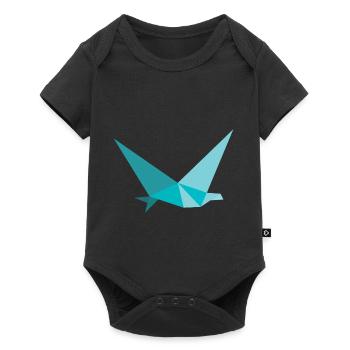 Vogel Schwalbe Origami Polygon - Baby Premium Kurzarmbody - Schwarz - Vorne