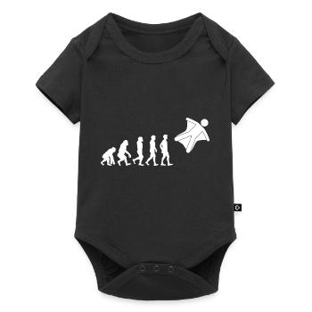 Wingsuit fliegen Base Jumping Fallschirmspringen Evolution - Baby Premium Kurzarmbody - Schwarz - Vorne