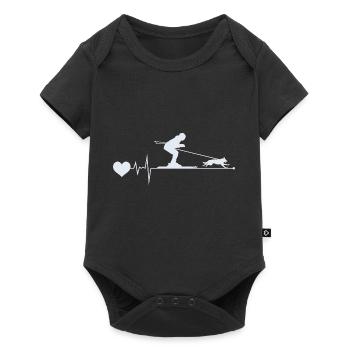 Dog Skijoring Skiing Winter Sport Heartbeat Pulse - Baby Premium short-sleeve bodysuit - black - Front