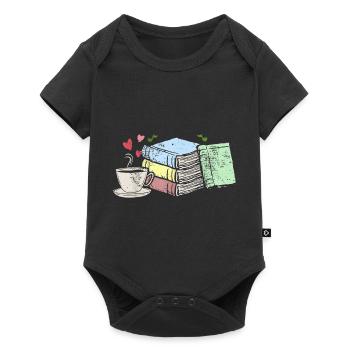 Drawing coffee and books bookworms gifts - Baby Premium short-sleeve bodysuit - black - Front