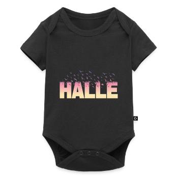 Hall Germany City Font Birds Skyline - Baby Premium short-sleeve bodysuit - black - Front