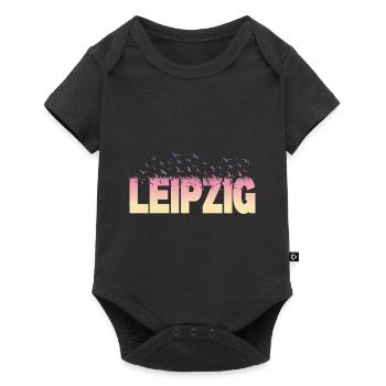 Leipzig Germany City Font Birds Skyline - Baby Premium short-sleeve bodysuit - black - Front