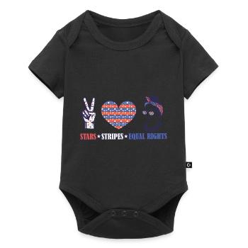 Rayures étoilées et égalité - Body à manches courtes Premium Bébé - noir - Devant