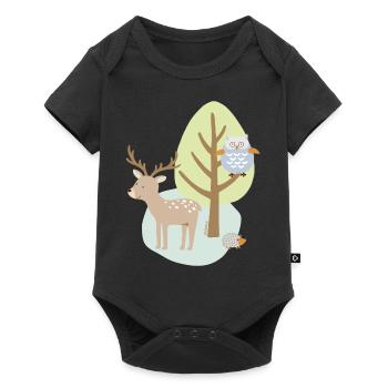 Patch_Hirsch2 - Baby Premium Kurzarmbody - Schwarz - Vorne