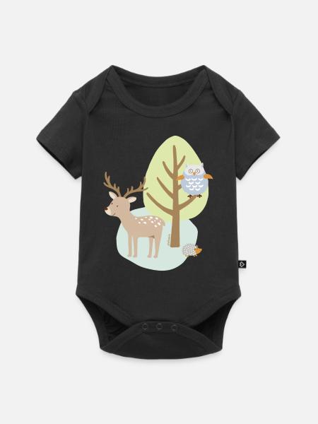 Patch_Hirsch2 - Baby Premium Kurzarmbody - Schwarz