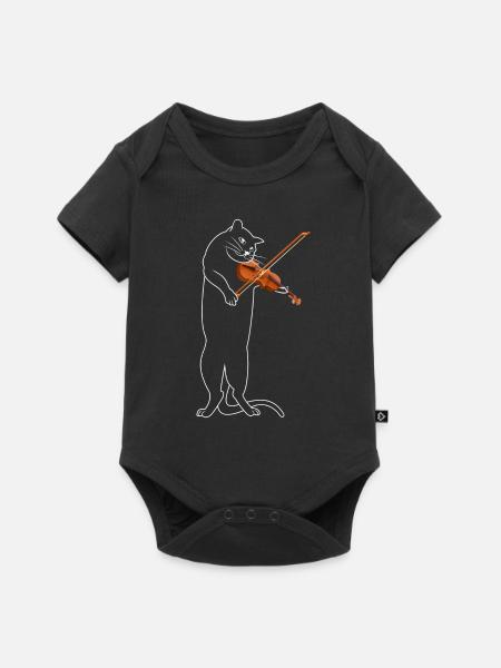 Cat Violin - Baby Premium Kurzarmbody - Schwarz