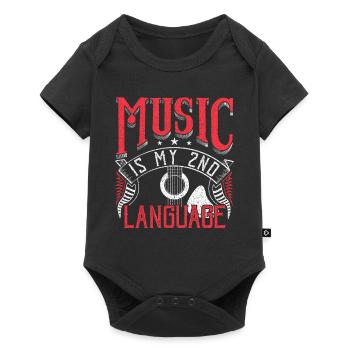 Music is My 2nd Language - Baby Premium Kurzarmbody - Schwarz - Vorne