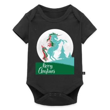 cadeau shirt licorne Joyeux Noël - Body à manches courtes Premium Bébé - noir - Devant