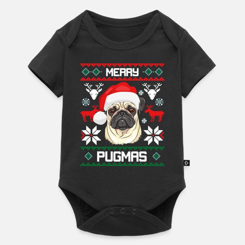 Joyeux Noël Pugmas drôle Pug laid Pull - Body à manches courtes Premium Bébé - noir